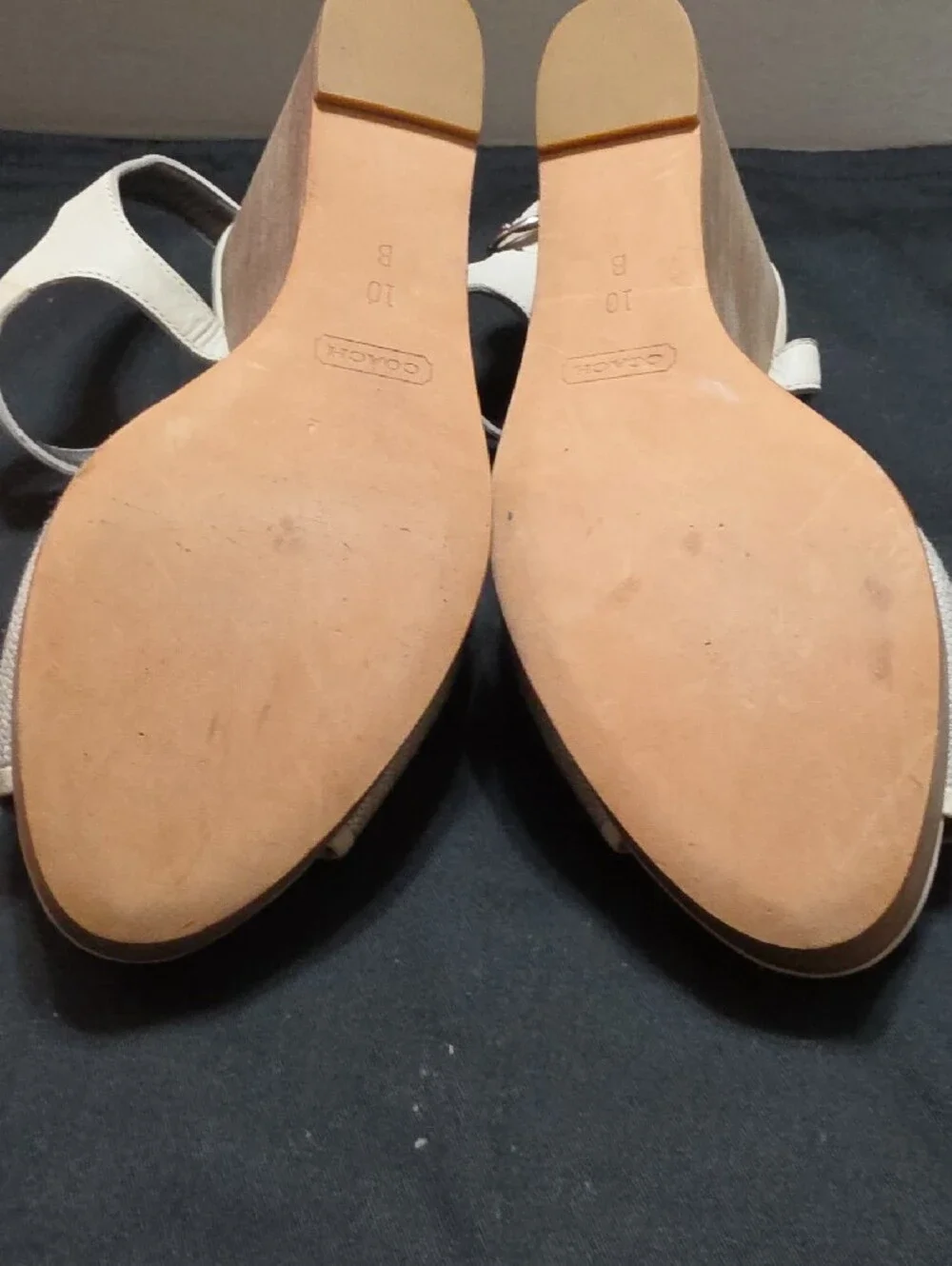 Coach Cream Platform Sandals with Gemstone Embellishments
